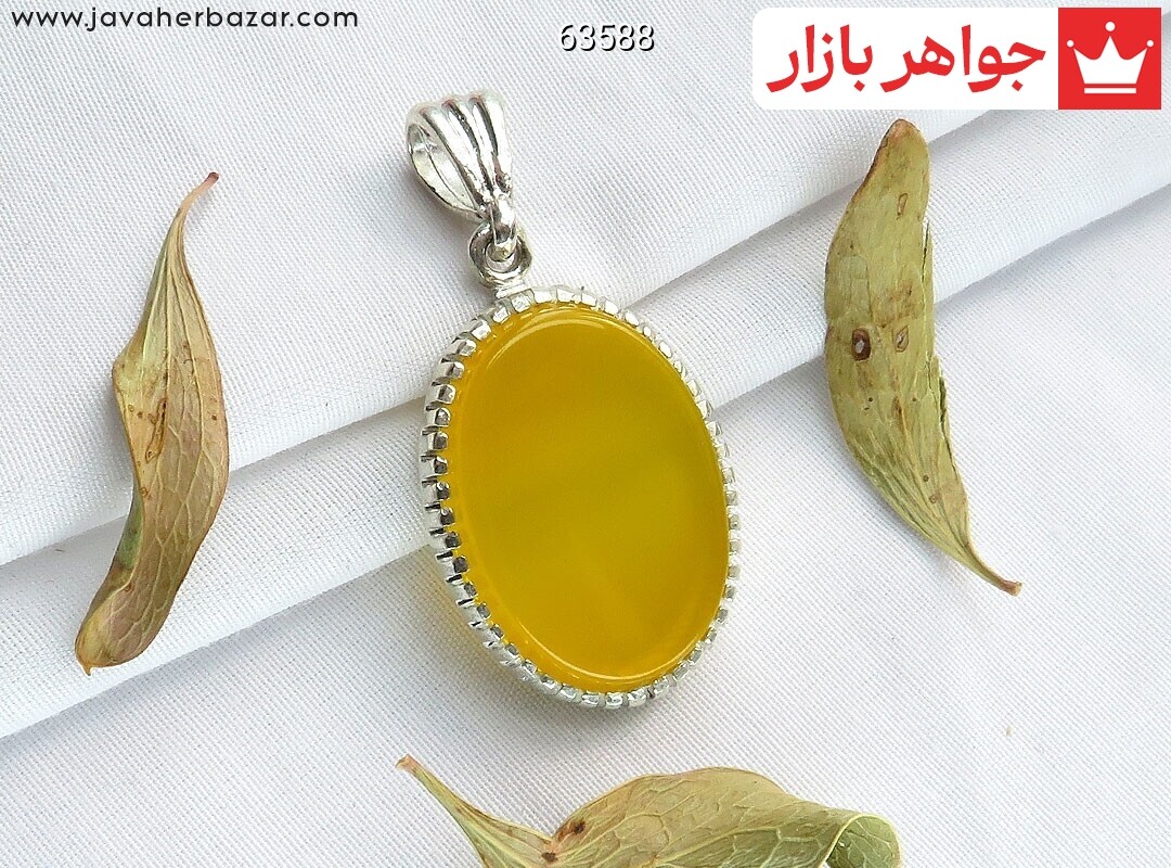 گردنبند نقره عقیق زرد طرح لیلا [شرف الشمس] رنگ تقویت شده